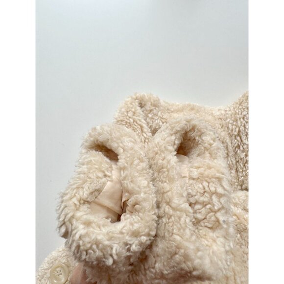 Vintage Girls' GAP Beige Faux Fur Shearling Teddy Bear Peacoat, Size M (8-9) - Picture 6 of 12